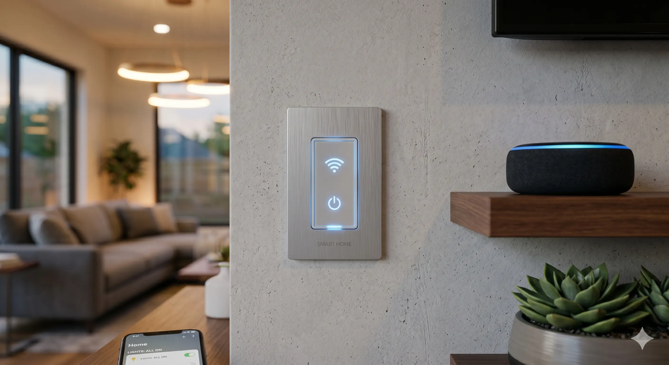 Smart home automation with WiFi light switches and smart controls in Dallas